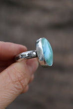 Load image into Gallery viewer, Silver Larimar Ring: size 8.25 (up to 9.25)
