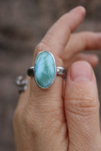 Load image into Gallery viewer, Silver Larimar Ring: size 8.25 (up to 9.25)
