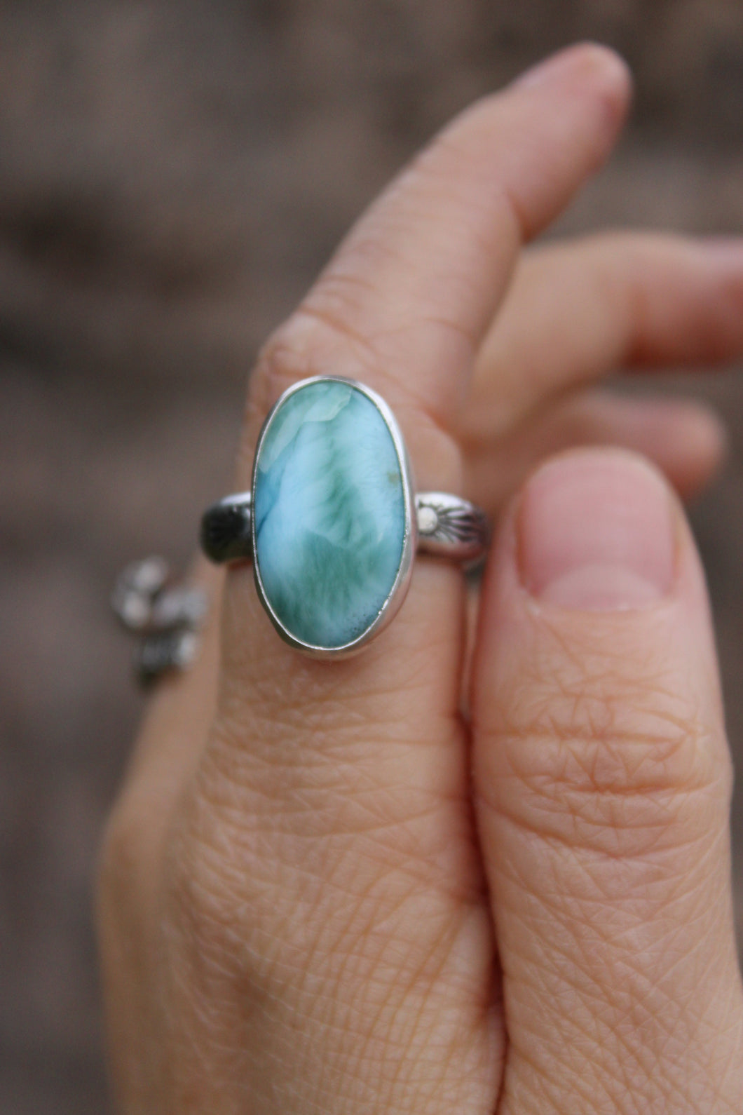 Silver Larimar Ring: size 8.25 (up to 9.25)